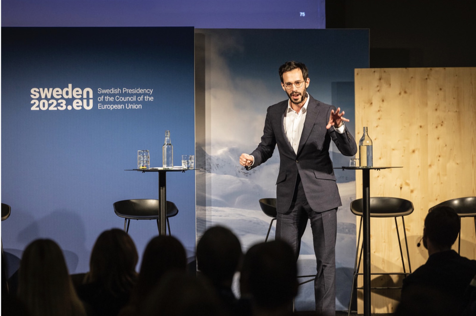 Carl Miller speaking at a Swedish Presidency of the Council of the EU event